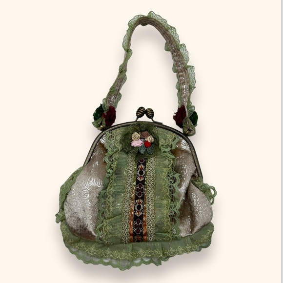 Vintage Malina Victorian Style Laced handbag Clutch BRIDGERTON Style - Picture 2 of 11